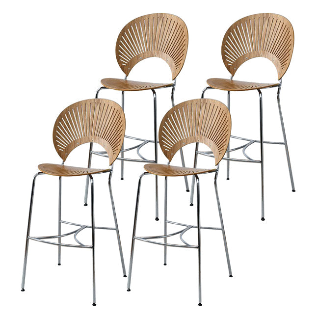 Contemporary Wood Bar and Counter Stool Low Back Stool with 4 Legs Natural 4 Piece Set Clearhalo 'Bar Furniture' 'Bar Stools' 'bar_stools' 'furn' 'furn_bar_stools' 'Furniture' 'furniture_bar_stools' 'Kitchen & Dining Furniture' 4780301