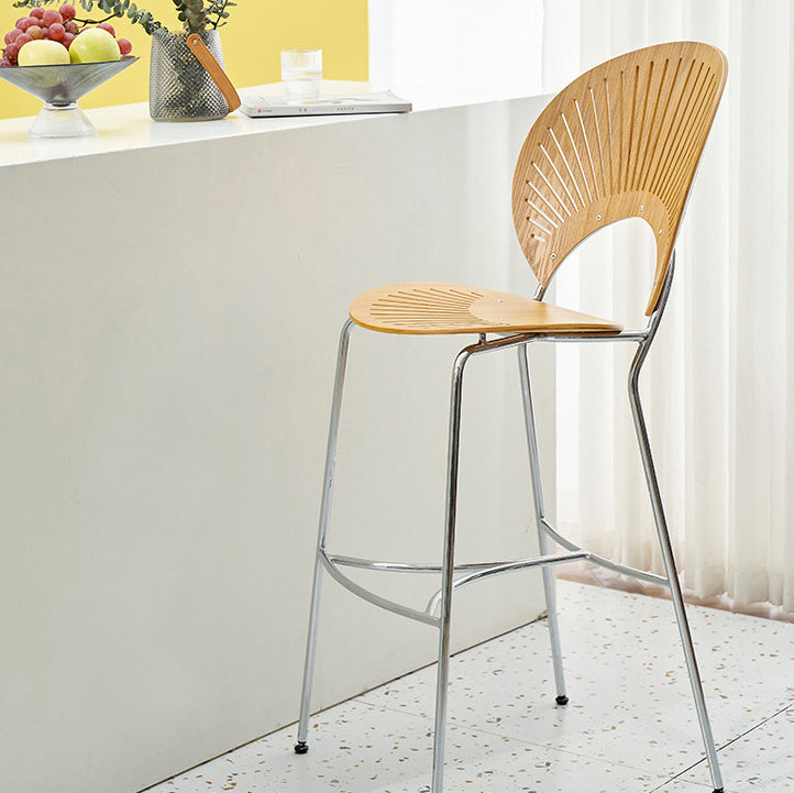 Contemporary Wood Bar and Counter Stool Low Back Stool with 4 Legs Clearhalo 'Bar Furniture' 'Bar Stools' 'bar_stools' 'furn' 'furn_bar_stools' 'Furniture' 'furniture_bar_stools' 'Kitchen & Dining Furniture' 4780302