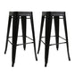 Industrial Bar and Counter Stool Metal Square Stool with 4 Legs Black 2 Piece Set Clearhalo 'Bar Furniture' 'Bar Stools' 'bar_stools' 'furn' 'furn_bar_stools' 'Furniture' 'furniture_bar_stools' 'Kitchen & Dining Furniture' 4780307