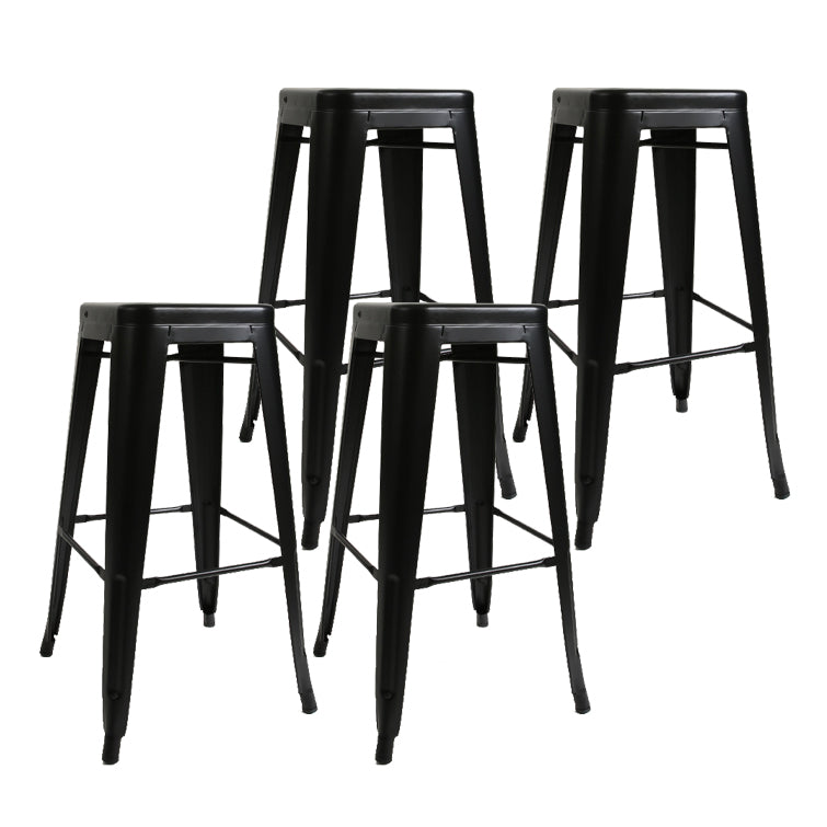Industrial Bar and Counter Stool Metal Square Stool with 4 Legs Black 4 Piece Set Clearhalo 'Bar Furniture' 'Bar Stools' 'bar_stools' 'furn' 'furn_bar_stools' 'Furniture' 'furniture_bar_stools' 'Kitchen & Dining Furniture' 4780309