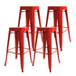 Industrial Bar and Counter Stool Metal Square Stool with 4 Legs Red 4 Piece Set Clearhalo 'Bar Furniture' 'Bar Stools' 'bar_stools' 'furn' 'furn_bar_stools' 'Furniture' 'furniture_bar_stools' 'Kitchen & Dining Furniture' 4780315