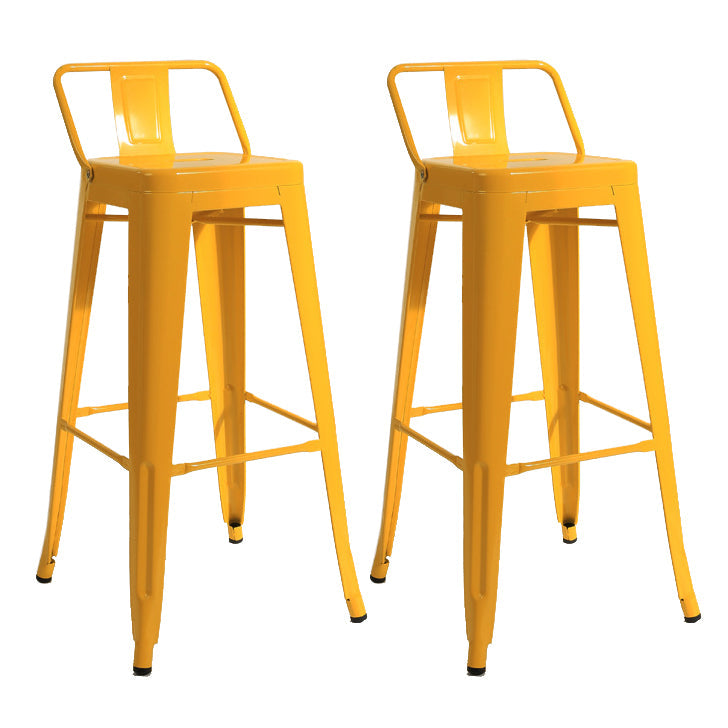 Industrial Bar and Counter Stool Metal Square Stool with 4 Legs Yellow 2 Piece Set Clearhalo 'Bar Furniture' 'Bar Stools' 'bar_stools' 'furn' 'furn_bar_stools' 'Furniture' 'furniture_bar_stools' 'Kitchen & Dining Furniture' 4780318