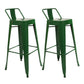 Industrial Bar and Counter Stool Metal Square Stool with 4 Legs Green 2 Piece Set Clearhalo 'Bar Furniture' 'Bar Stools' 'bar_stools' 'furn' 'furn_bar_stools' 'Furniture' 'furniture_bar_stools' 'Kitchen & Dining Furniture' 4780323