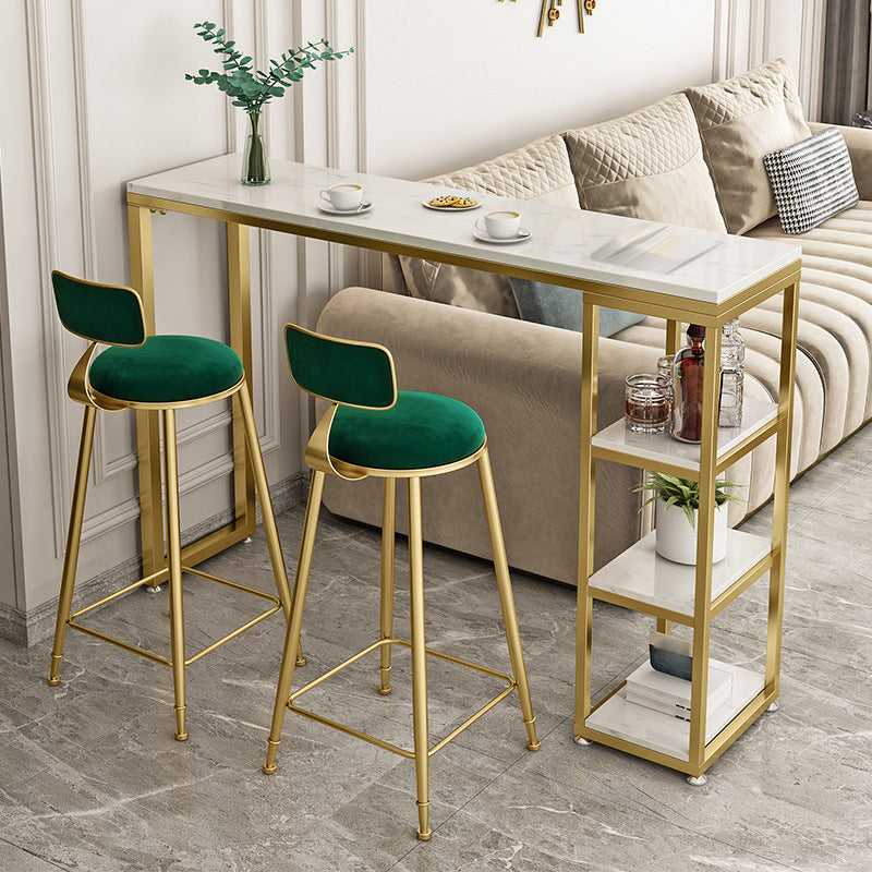Glam Round Bar and Counter Stool Low Back Stool with 4 Gold Legs Clearhalo 'Bar Furniture' 'Bar Stools' 'bar_stools' 'furn' 'furn_bar_stools' 'Furniture' 'furniture_bar_stools' 'Kitchen & Dining Furniture' 4780327