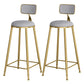 Glam Round Bar and Counter Stool Low Back Stool with 4 Gold Legs Grey 2 Piece Set Clearhalo 'Bar Furniture' 'Bar Stools' 'bar_stools' 'furn' 'furn_bar_stools' 'Furniture' 'furniture_bar_stools' 'Kitchen & Dining Furniture' 4780329