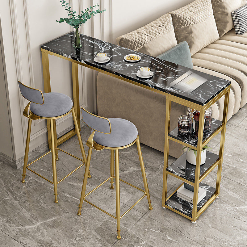 Glam Round Bar and Counter Stool Low Back Stool with 4 Gold Legs Clearhalo 'Bar Furniture' 'Bar Stools' 'bar_stools' 'furn' 'furn_bar_stools' 'Furniture' 'furniture_bar_stools' 'Kitchen & Dining Furniture' 4780330