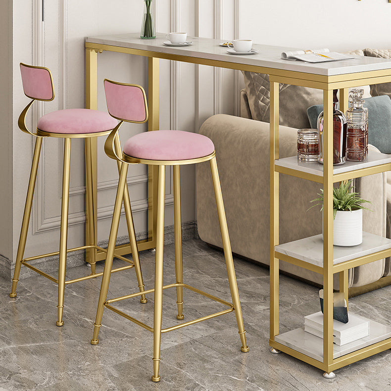 Glam Round Bar and Counter Stool Low Back Stool with 4 Gold Legs Clearhalo 'Bar Furniture' 'Bar Stools' 'bar_stools' 'furn' 'furn_bar_stools' 'Furniture' 'furniture_bar_stools' 'Kitchen & Dining Furniture' 4780334