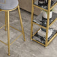 Glam Round Bar and Counter Stool Low Back Stool with 4 Gold Legs Clearhalo 'Bar Furniture' 'Bar Stools' 'bar_stools' 'furn' 'furn_bar_stools' 'Furniture' 'furniture_bar_stools' 'Kitchen & Dining Furniture' 4780338