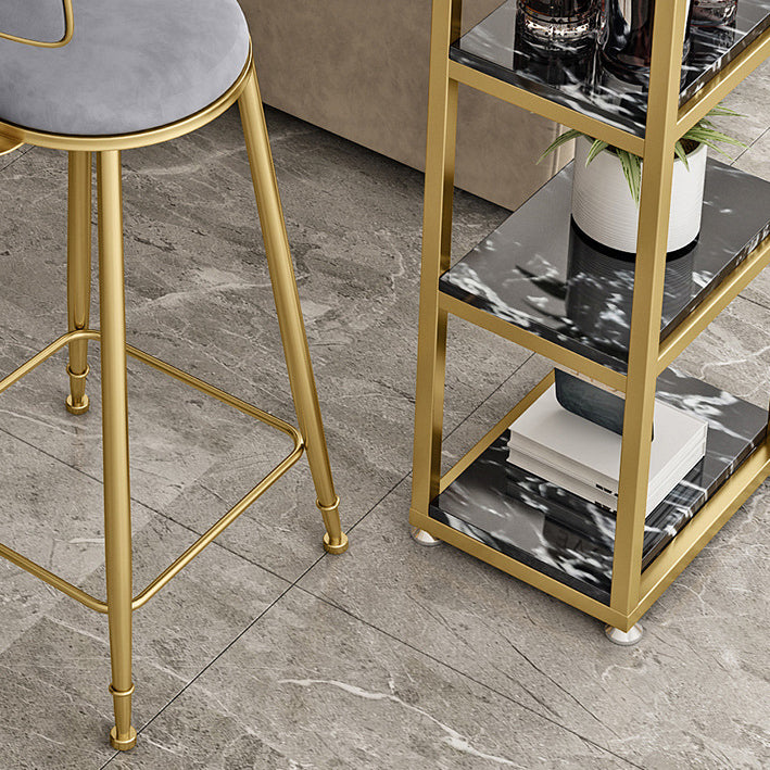 Glam Round Bar and Counter Stool Low Back Stool with 4 Gold Legs Clearhalo 'Bar Furniture' 'Bar Stools' 'bar_stools' 'furn' 'furn_bar_stools' 'Furniture' 'furniture_bar_stools' 'Kitchen & Dining Furniture' 4780338
