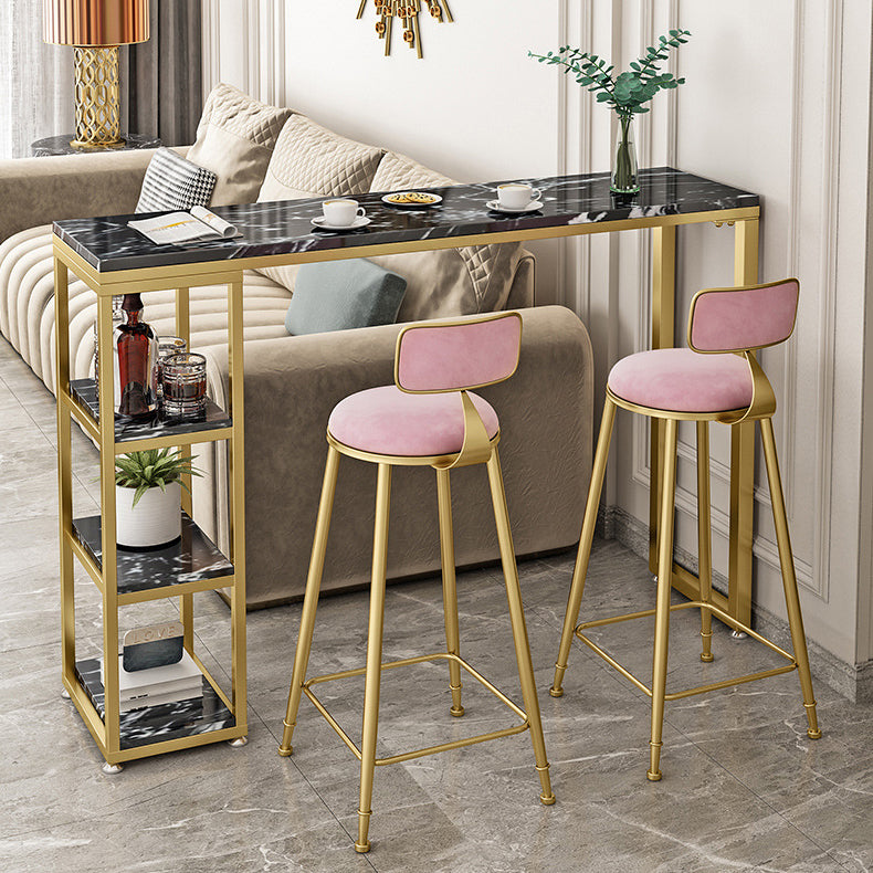 Glam Round Bar and Counter Stool Low Back Stool with 4 Gold Legs Clearhalo 'Bar Furniture' 'Bar Stools' 'bar_stools' 'furn' 'furn_bar_stools' 'Furniture' 'furniture_bar_stools' 'Kitchen & Dining Furniture' 4780340