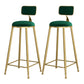 Glam Round Bar and Counter Stool Low Back Stool with 4 Gold Legs Green 2 Piece Set Clearhalo 'Bar Furniture' 'Bar Stools' 'bar_stools' 'furn' 'furn_bar_stools' 'Furniture' 'furniture_bar_stools' 'Kitchen & Dining Furniture' 4780341