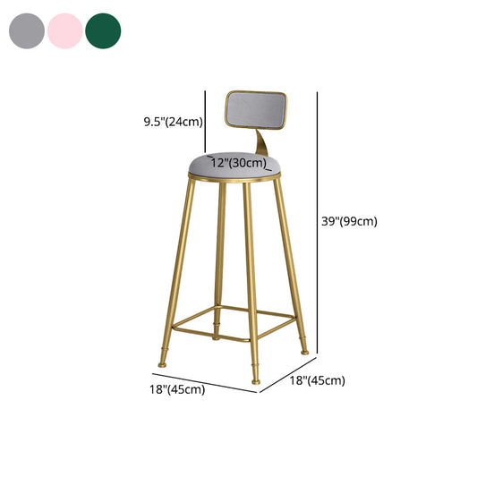 Glam Round Bar and Counter Stool Low Back Stool with 4 Gold Legs Clearhalo 'Bar Furniture' 'Bar Stools' 'bar_stools' 'furn' 'furn_bar_stools' 'Furniture' 'furniture_bar_stools' 'Kitchen & Dining Furniture' 4780343
