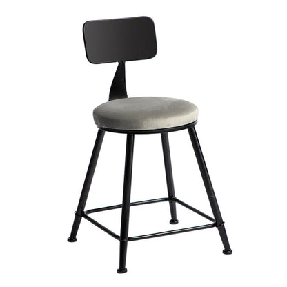 Industrial Bar and Counter Stool Metal Stool with Black Base Grey 1 Piece Short Stool(18"H) Clearhalo 'Bar Furniture' 'Bar Stools' 'bar_stools' 'furn' 'furn_bar_stools' 'Furniture' 'furniture_bar_stools' 'Kitchen & Dining Furniture' 4780345