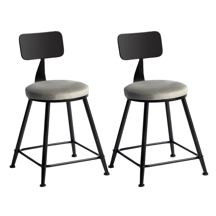 Industrial Bar and Counter Stool Metal Stool with Black Base Grey 2 Piece Set Short Stool(18"H) Clearhalo 'Bar Furniture' 'Bar Stools' 'bar_stools' 'furn' 'furn_bar_stools' 'Furniture' 'furniture_bar_stools' 'Kitchen & Dining Furniture' 4780346