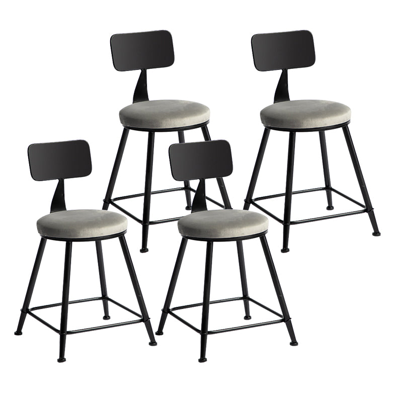 Industrial Bar and Counter Stool Metal Stool with Black Base Grey 4 Piece Set Short Stool(18"H) Clearhalo 'Bar Furniture' 'Bar Stools' 'bar_stools' 'furn' 'furn_bar_stools' 'Furniture' 'furniture_bar_stools' 'Kitchen & Dining Furniture' 4780348