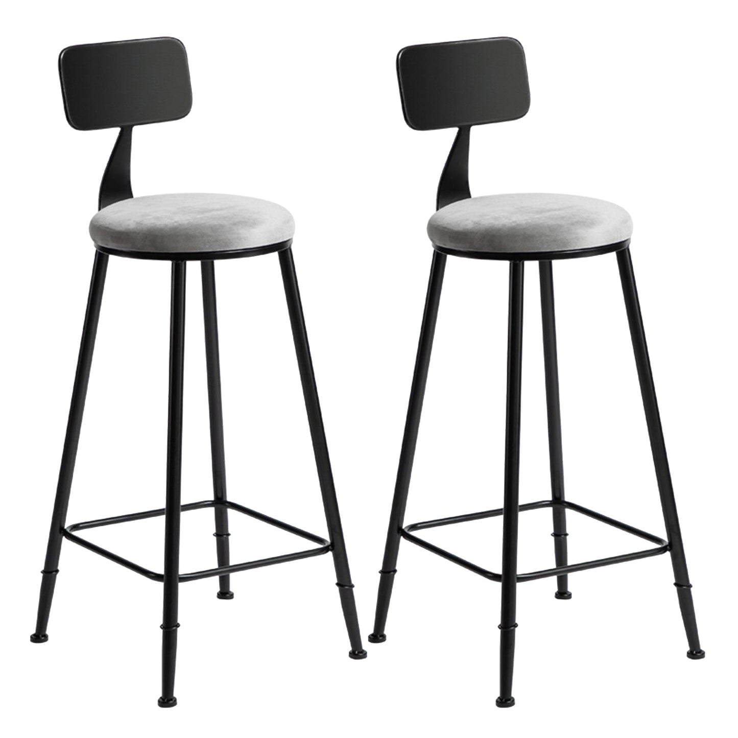 Industrial Bar and Counter Stool Metal Stool with Black Base Grey 2 Piece Set Bar Stool(30"H) Clearhalo 'Bar Furniture' 'Bar Stools' 'bar_stools' 'furn' 'furn_bar_stools' 'Furniture' 'furniture_bar_stools' 'Kitchen & Dining Furniture' 4780352