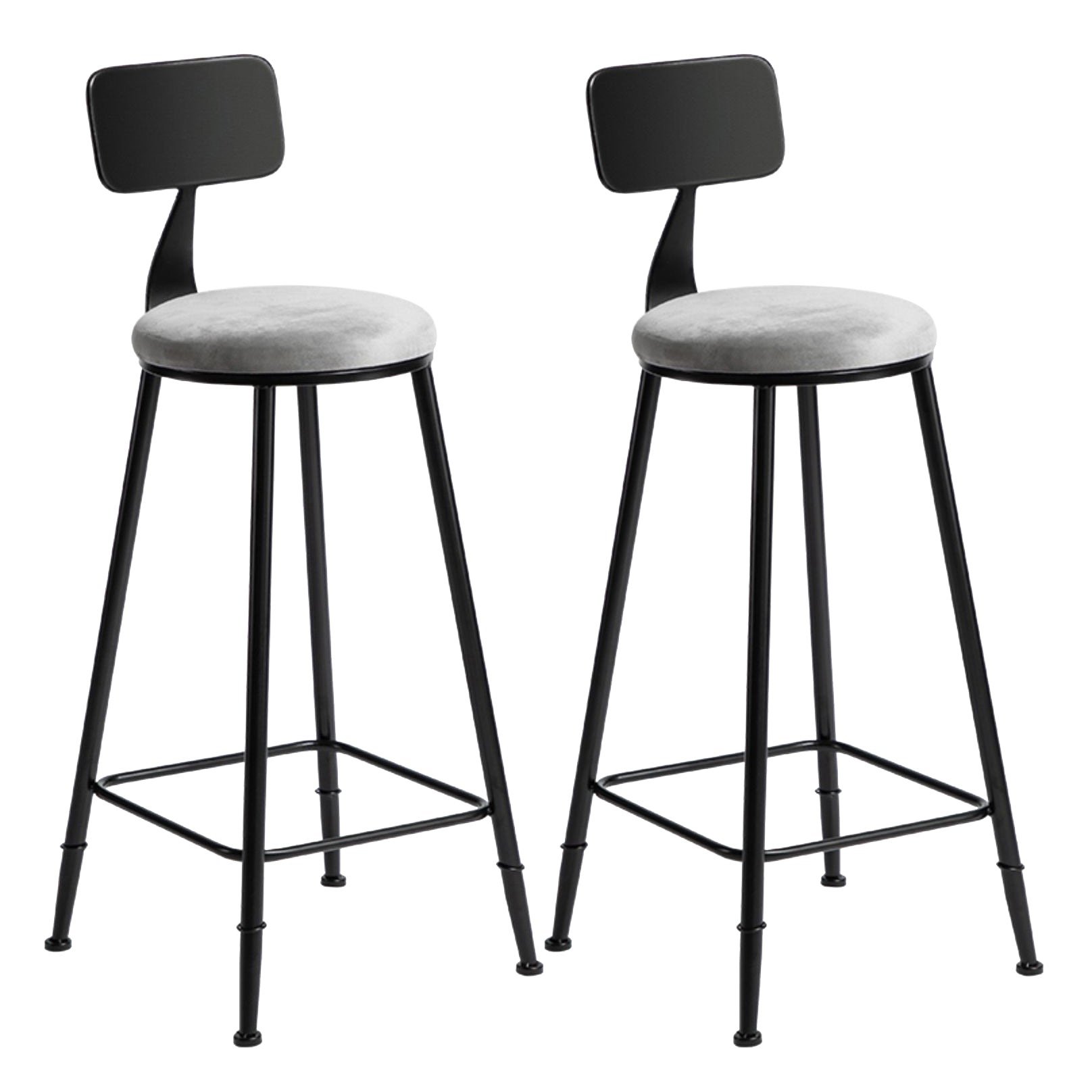 Industrial Bar and Counter Stool Metal Stool with Black Base Grey 2 Piece Set Bar Stool(30"H) Clearhalo 'Bar Furniture' 'Bar Stools' 'bar_stools' 'furn' 'furn_bar_stools' 'Furniture' 'furniture_bar_stools' 'Kitchen & Dining Furniture' 4780352