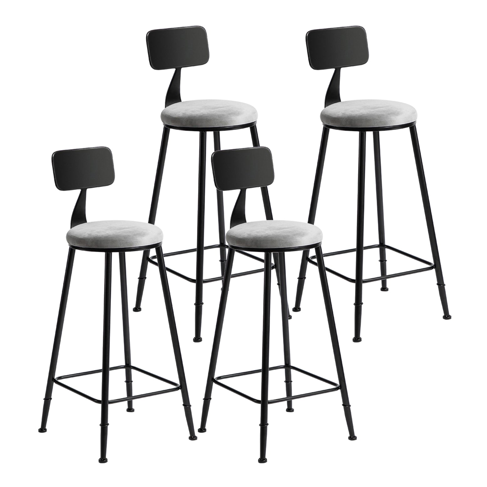 Industrial Bar and Counter Stool Metal Stool with Black Base Grey 4 Piece Set Bar Stool(30"H) Clearhalo 'Bar Furniture' 'Bar Stools' 'bar_stools' 'furn' 'furn_bar_stools' 'Furniture' 'furniture_bar_stools' 'Kitchen & Dining Furniture' 4780354