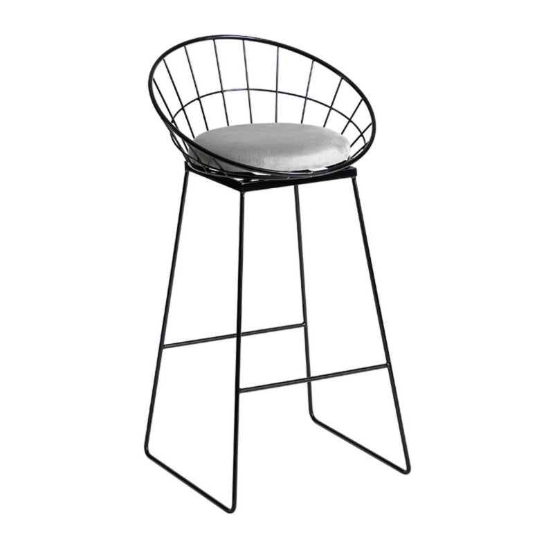 Industrial Bar and Counter Stool Metal Stool with Black Base Light Gray 1 Piece Bar Stool(30"H) Clearhalo 'Bar Furniture' 'Bar Stools' 'bar_stools' 'furn' 'furn_bar_stools' 'Furniture' 'furniture_bar_stools' 'Kitchen & Dining Furniture' 4780356