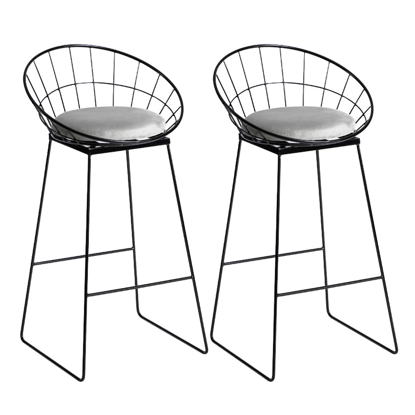 Industrial Bar and Counter Stool Metal Stool with Black Base Light Gray 2 Piece Set Bar Stool(30"H) Clearhalo 'Bar Furniture' 'Bar Stools' 'bar_stools' 'furn' 'furn_bar_stools' 'Furniture' 'furniture_bar_stools' 'Kitchen & Dining Furniture' 4780359