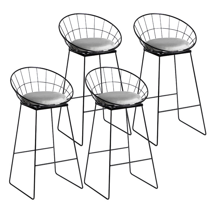 Industrial Bar and Counter Stool Metal Stool with Black Base Light Gray 4 Piece Set Bar Stool(30"H) Clearhalo 'Bar Furniture' 'Bar Stools' 'bar_stools' 'furn' 'furn_bar_stools' 'Furniture' 'furniture_bar_stools' 'Kitchen & Dining Furniture' 4780360