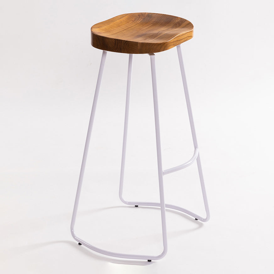Industrial Bar and Counter Stool Solid Wood Stool with White Base Clearhalo 'Bar Furniture' 'Bar Stools' 'bar_stools' 'furn' 'furn_bar_stools' 'Furniture' 'furniture_bar_stools' 'Kitchen & Dining Furniture' 4780365