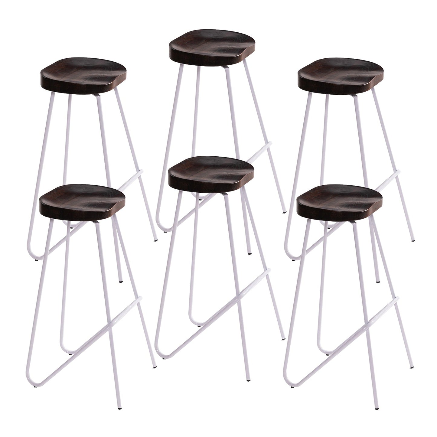 Industrial Bar and Counter Stool Solid Wood Stool with White Base Brown 6 Piece Set Four Legs Clearhalo 'Bar Furniture' 'Bar Stools' 'bar_stools' 'furn' 'furn_bar_stools' 'Furniture' 'furniture_bar_stools' 'Kitchen & Dining Furniture' 4780366