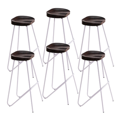 Industrial Bar and Counter Stool Solid Wood Stool with White Base Brown 6 Piece Set Four Legs Clearhalo 'Bar Furniture' 'Bar Stools' 'bar_stools' 'furn' 'furn_bar_stools' 'Furniture' 'furniture_bar_stools' 'Kitchen & Dining Furniture' 4780366