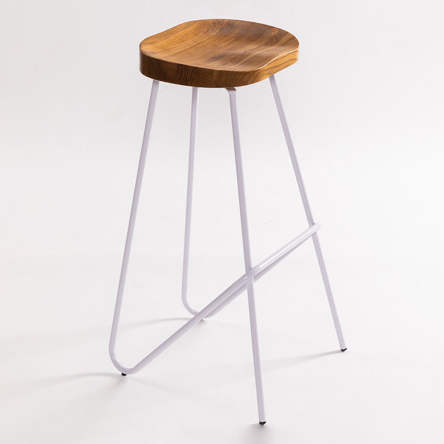 Industrial Bar and Counter Stool Solid Wood Stool with White Base Clearhalo 'Bar Furniture' 'Bar Stools' 'bar_stools' 'furn' 'furn_bar_stools' 'Furniture' 'furniture_bar_stools' 'Kitchen & Dining Furniture' 4780368