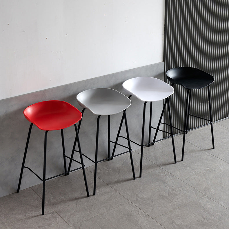 Industrial Metal Kitchen Dining Room Armless Stool Low Back Bar Stool Clearhalo 'Bar Furniture' 'Bar Stools' 'bar_stools' 'furn' 'furn_bar_stools' 'Furniture' 'furniture_bar_stools' 'Kitchen & Dining Furniture' 4780390