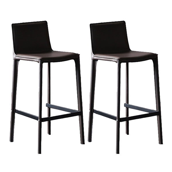 Contemporary Bar and Counter Stool Low Back Stool with 4 Legs Black-Gray 2 Piece Set Clearhalo 'Bar Furniture' 'Bar Stools' 'bar_stools' 'furn' 'furn_bar_stools' 'Furniture' 'furniture_bar_stools' 'Kitchen & Dining Furniture' 4780399