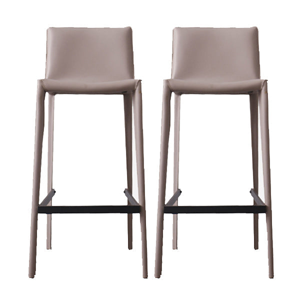 Contemporary Bar and Counter Stool Low Back Stool with 4 Legs Cream Gray 2 Piece Set Clearhalo 'Bar Furniture' 'Bar Stools' 'bar_stools' 'furn' 'furn_bar_stools' 'Furniture' 'furniture_bar_stools' 'Kitchen & Dining Furniture' 4780402