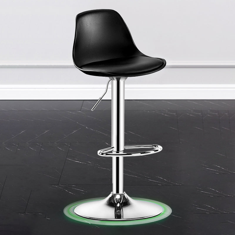 Metal Contemporary Kitchen Dining Room Armless Stool Adjustable Height Barstool Black Silver 1 Piece Clearhalo 'Bar Furniture' 'Bar Stools' 'bar_stools' 'furn' 'furn_bar_stools' 'Furniture' 'furniture_bar_stools' 'Kitchen & Dining Furniture' 4780409