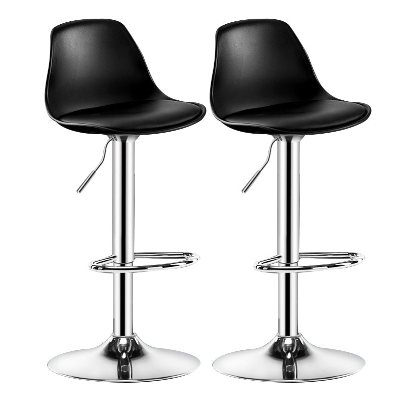 Metal Contemporary Kitchen Dining Room Armless Stool Adjustable Height Barstool Black Silver 2 Piece Set Clearhalo 'Bar Furniture' 'Bar Stools' 'bar_stools' 'furn' 'furn_bar_stools' 'Furniture' 'furniture_bar_stools' 'Kitchen & Dining Furniture' 4780411