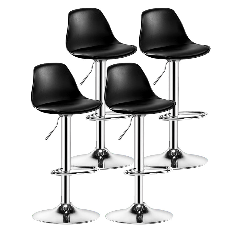 Metal Contemporary Kitchen Dining Room Armless Stool Adjustable Height Barstool Black Silver 4 Piece Set Clearhalo 'Bar Furniture' 'Bar Stools' 'bar_stools' 'furn' 'furn_bar_stools' 'Furniture' 'furniture_bar_stools' 'Kitchen & Dining Furniture' 4780413
