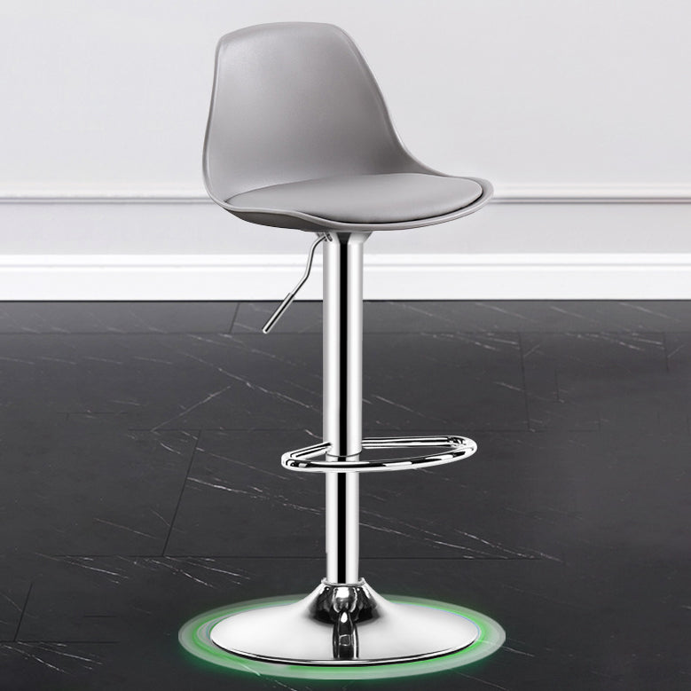 Metal Contemporary Kitchen Dining Room Armless Stool Adjustable Height Barstool Grey Silver 1 Piece Clearhalo 'Bar Furniture' 'Bar Stools' 'bar_stools' 'furn' 'furn_bar_stools' 'Furniture' 'furniture_bar_stools' 'Kitchen & Dining Furniture' 4780414