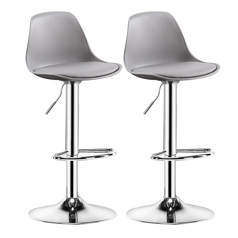 Metal Contemporary Kitchen Dining Room Armless Stool Adjustable Height Barstool Grey Silver 2 Piece Set Clearhalo 'Bar Furniture' 'Bar Stools' 'bar_stools' 'furn' 'furn_bar_stools' 'Furniture' 'furniture_bar_stools' 'Kitchen & Dining Furniture' 4780417