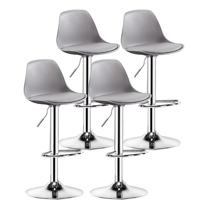 Metal Contemporary Kitchen Dining Room Armless Stool Adjustable Height Barstool Grey Silver 4 Piece Set Clearhalo 'Bar Furniture' 'Bar Stools' 'bar_stools' 'furn' 'furn_bar_stools' 'Furniture' 'furniture_bar_stools' 'Kitchen & Dining Furniture' 4780418