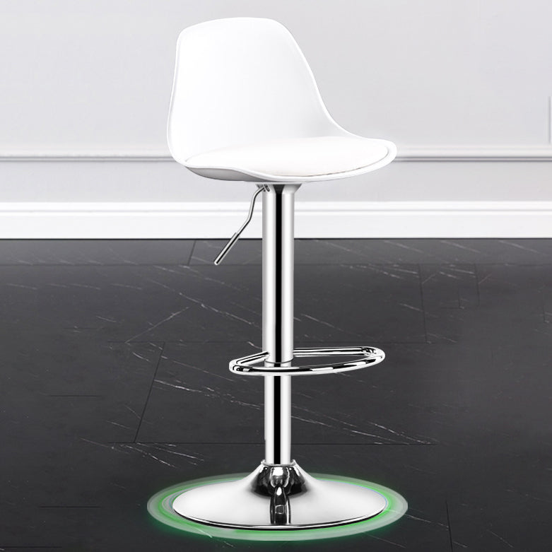 Metal Contemporary Kitchen Dining Room Armless Stool Adjustable Height Barstool White Silver 1 Piece Clearhalo 'Bar Furniture' 'Bar Stools' 'bar_stools' 'furn' 'furn_bar_stools' 'Furniture' 'furniture_bar_stools' 'Kitchen & Dining Furniture' 4780421