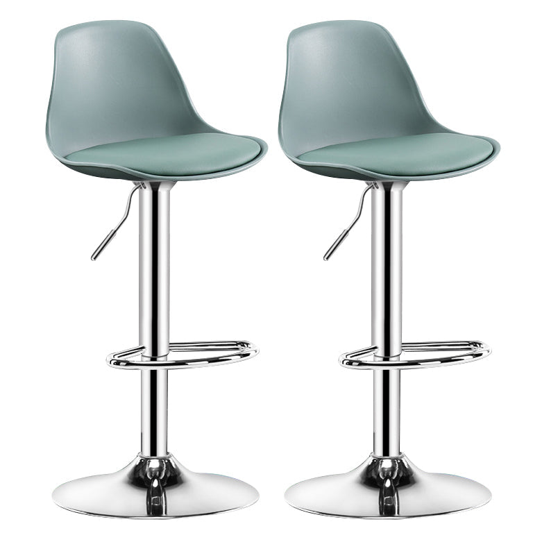 Metal Contemporary Kitchen Dining Room Armless Stool Adjustable Height Barstool Green Silver 2 Piece Set Clearhalo 'Bar Furniture' 'Bar Stools' 'bar_stools' 'furn' 'furn_bar_stools' 'Furniture' 'furniture_bar_stools' 'Kitchen & Dining Furniture' 4780426