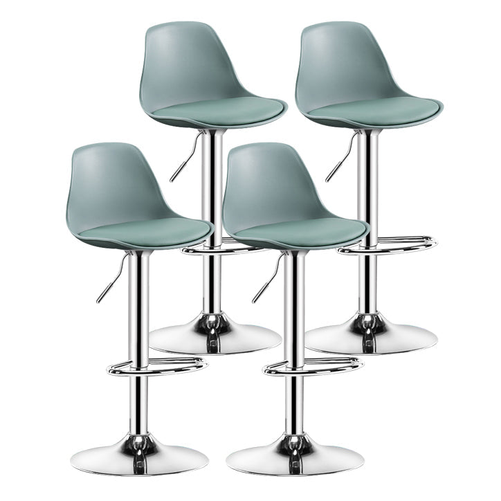 Metal Contemporary Kitchen Dining Room Armless Stool Adjustable Height Barstool Green Silver 4 Piece Set Clearhalo 'Bar Furniture' 'Bar Stools' 'bar_stools' 'furn' 'furn_bar_stools' 'Furniture' 'furniture_bar_stools' 'Kitchen & Dining Furniture' 4780427