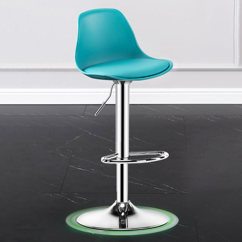 Metal Contemporary Kitchen Dining Room Armless Stool Adjustable Height Barstool Lake Blue Silver 1 Piece Clearhalo 'Bar Furniture' 'Bar Stools' 'bar_stools' 'furn' 'furn_bar_stools' 'Furniture' 'furniture_bar_stools' 'Kitchen & Dining Furniture' 4780428