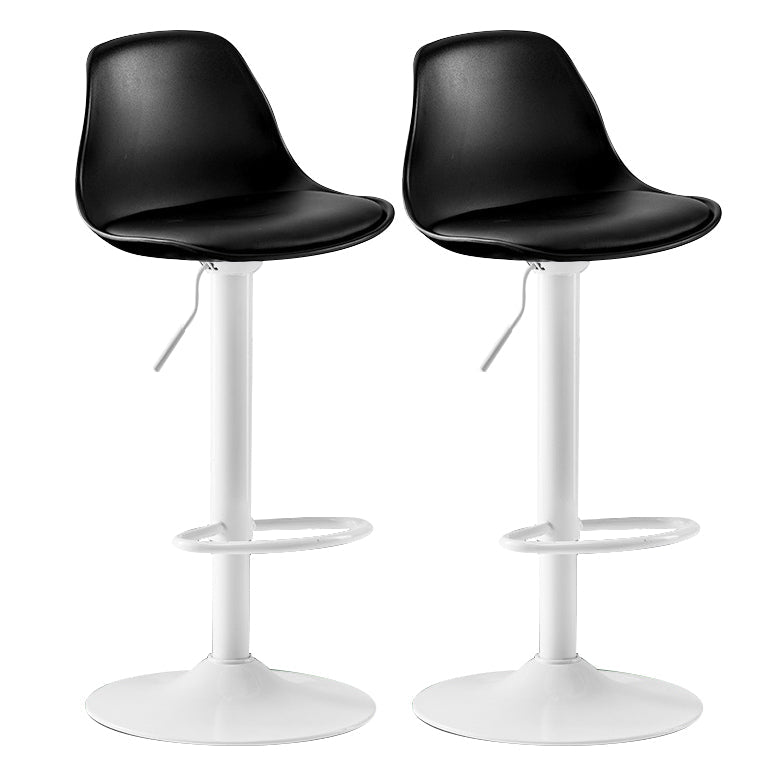 Metal Contemporary Kitchen Dining Room Armless Stool Adjustable Height Barstool Black White 2 Piece Set Clearhalo 'Bar Furniture' 'Bar Stools' 'bar_stools' 'furn' 'furn_bar_stools' 'Furniture' 'furniture_bar_stools' 'Kitchen & Dining Furniture' 4780432