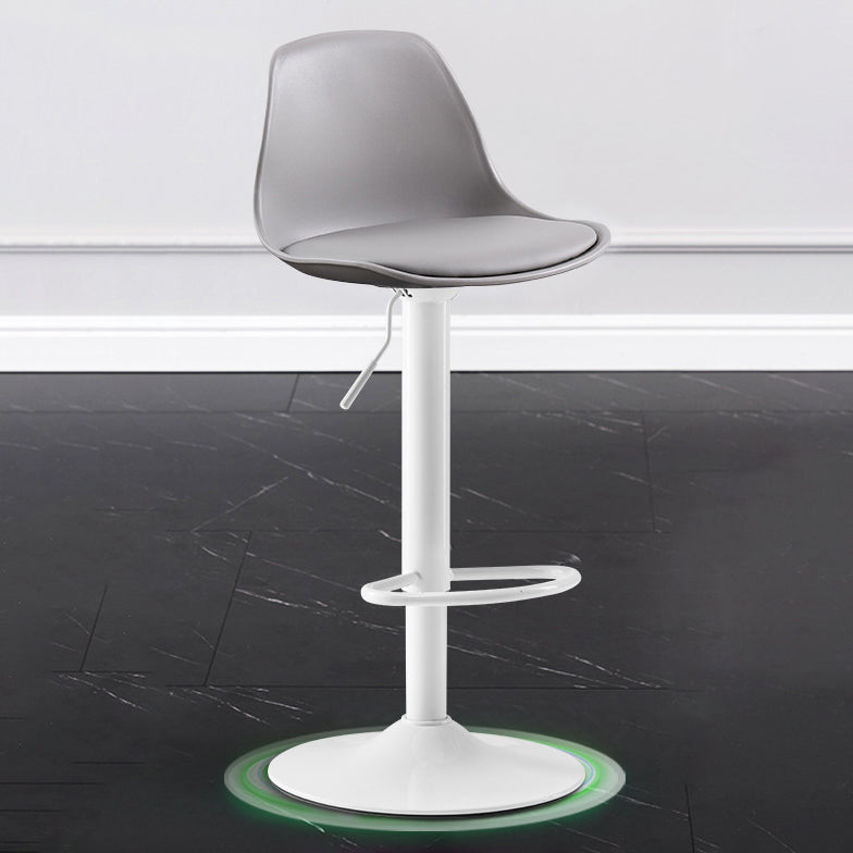 Metal Contemporary Kitchen Dining Room Armless Stool Adjustable Height Barstool Grey White 1 Piece Clearhalo 'Bar Furniture' 'Bar Stools' 'bar_stools' 'furn' 'furn_bar_stools' 'Furniture' 'furniture_bar_stools' 'Kitchen & Dining Furniture' 4780434