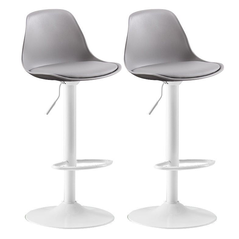 Metal Contemporary Kitchen Dining Room Armless Stool Adjustable Height Barstool Grey White 2 Piece Set Clearhalo 'Bar Furniture' 'Bar Stools' 'bar_stools' 'furn' 'furn_bar_stools' 'Furniture' 'furniture_bar_stools' 'Kitchen & Dining Furniture' 4780435