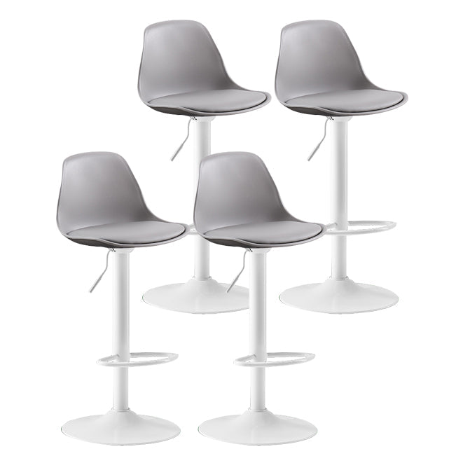 Metal Contemporary Kitchen Dining Room Armless Stool Adjustable Height Barstool Grey White 4 Piece Set Clearhalo 'Bar Furniture' 'Bar Stools' 'bar_stools' 'furn' 'furn_bar_stools' 'Furniture' 'furniture_bar_stools' 'Kitchen & Dining Furniture' 4780436