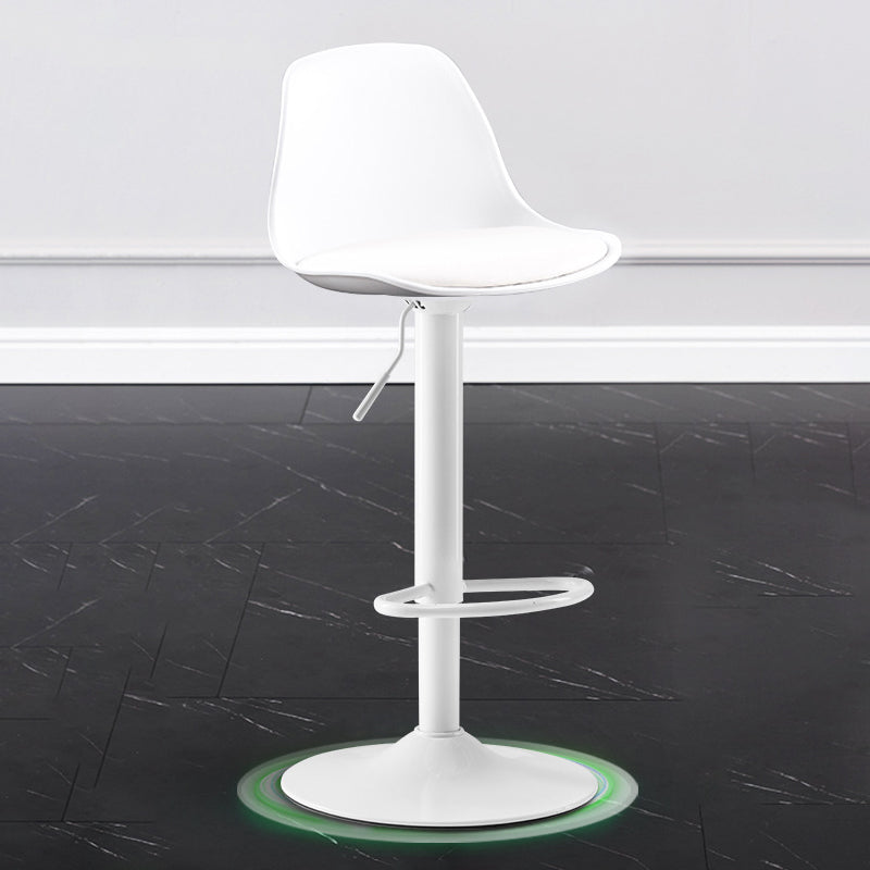 Metal Contemporary Kitchen Dining Room Armless Stool Adjustable Height Barstool White White 1 Piece Clearhalo 'Bar Furniture' 'Bar Stools' 'bar_stools' 'furn' 'furn_bar_stools' 'Furniture' 'furniture_bar_stools' 'Kitchen & Dining Furniture' 4780437