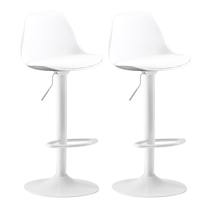 Metal Contemporary Kitchen Dining Room Armless Stool Adjustable Height Barstool White White 2 Piece Set Clearhalo 'Bar Furniture' 'Bar Stools' 'bar_stools' 'furn' 'furn_bar_stools' 'Furniture' 'furniture_bar_stools' 'Kitchen & Dining Furniture' 4780438