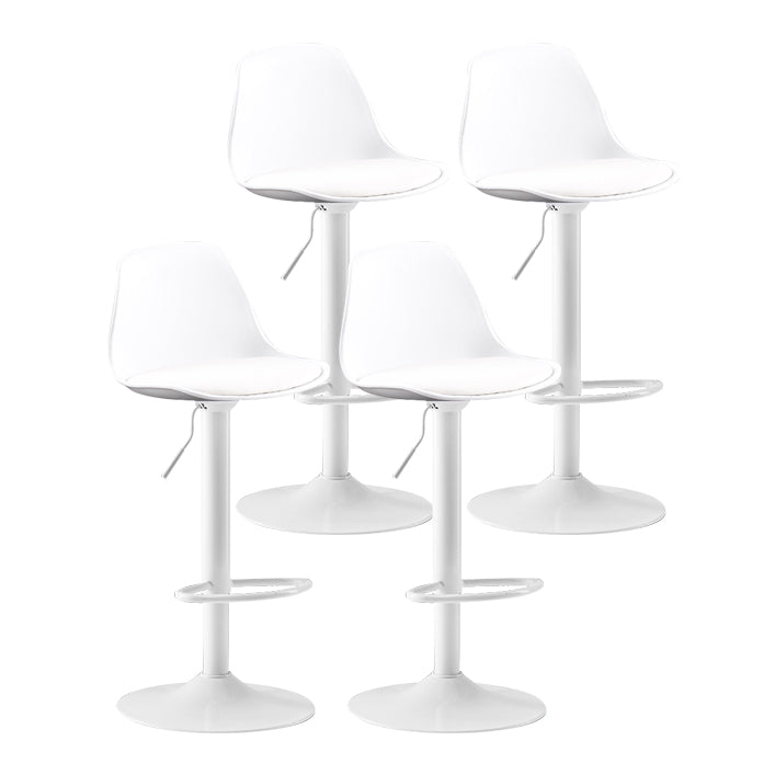Metal Contemporary Kitchen Dining Room Armless Stool Adjustable Height Barstool White White 4 Piece Set Clearhalo 'Bar Furniture' 'Bar Stools' 'bar_stools' 'furn' 'furn_bar_stools' 'Furniture' 'furniture_bar_stools' 'Kitchen & Dining Furniture' 4780439