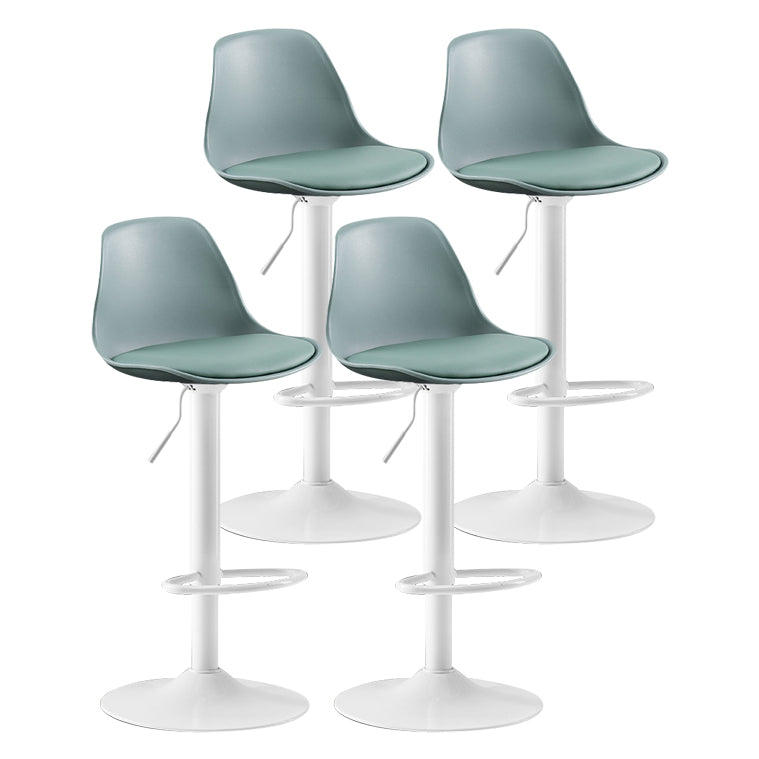 Metal Contemporary Kitchen Dining Room Armless Stool Adjustable Height Barstool Green White 4 Piece Set Clearhalo 'Bar Furniture' 'Bar Stools' 'bar_stools' 'furn' 'furn_bar_stools' 'Furniture' 'furniture_bar_stools' 'Kitchen & Dining Furniture' 4780442